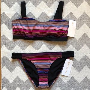 Capri Stripe Pura Bikini top and smocked bottom